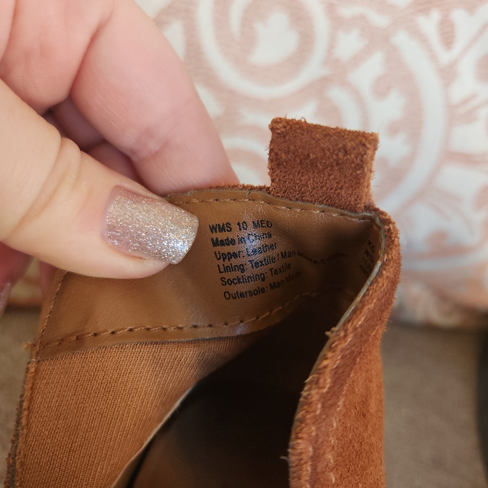 Sonoma Suede Ankle Booties Slit Side Open Ankle BOHO "woodcut whiskey" Size 10 - Picture 6 of 7